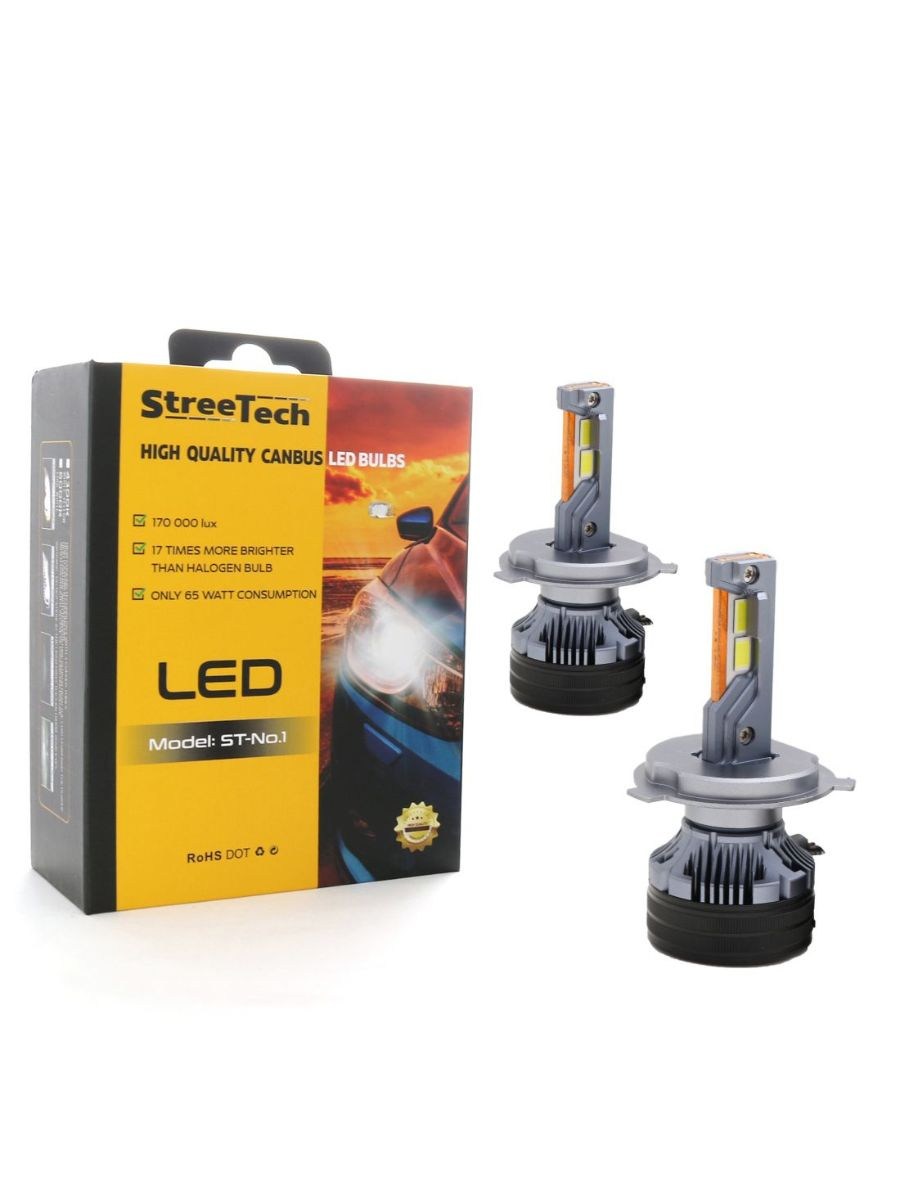 Bi-Led крушки H4 Streetech STN1 – 170 000 лукса, 65W, Canbus 6000K — върхова Bi-LED система