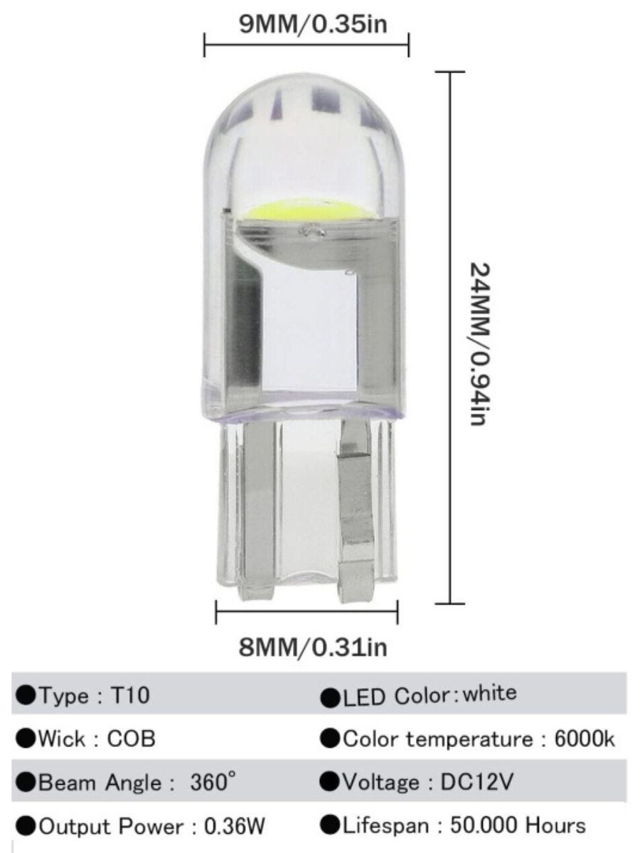 Диодна крушка (LED крушка) 12V, W5W, T10, W2.1x9.5d, блистер 2 бр