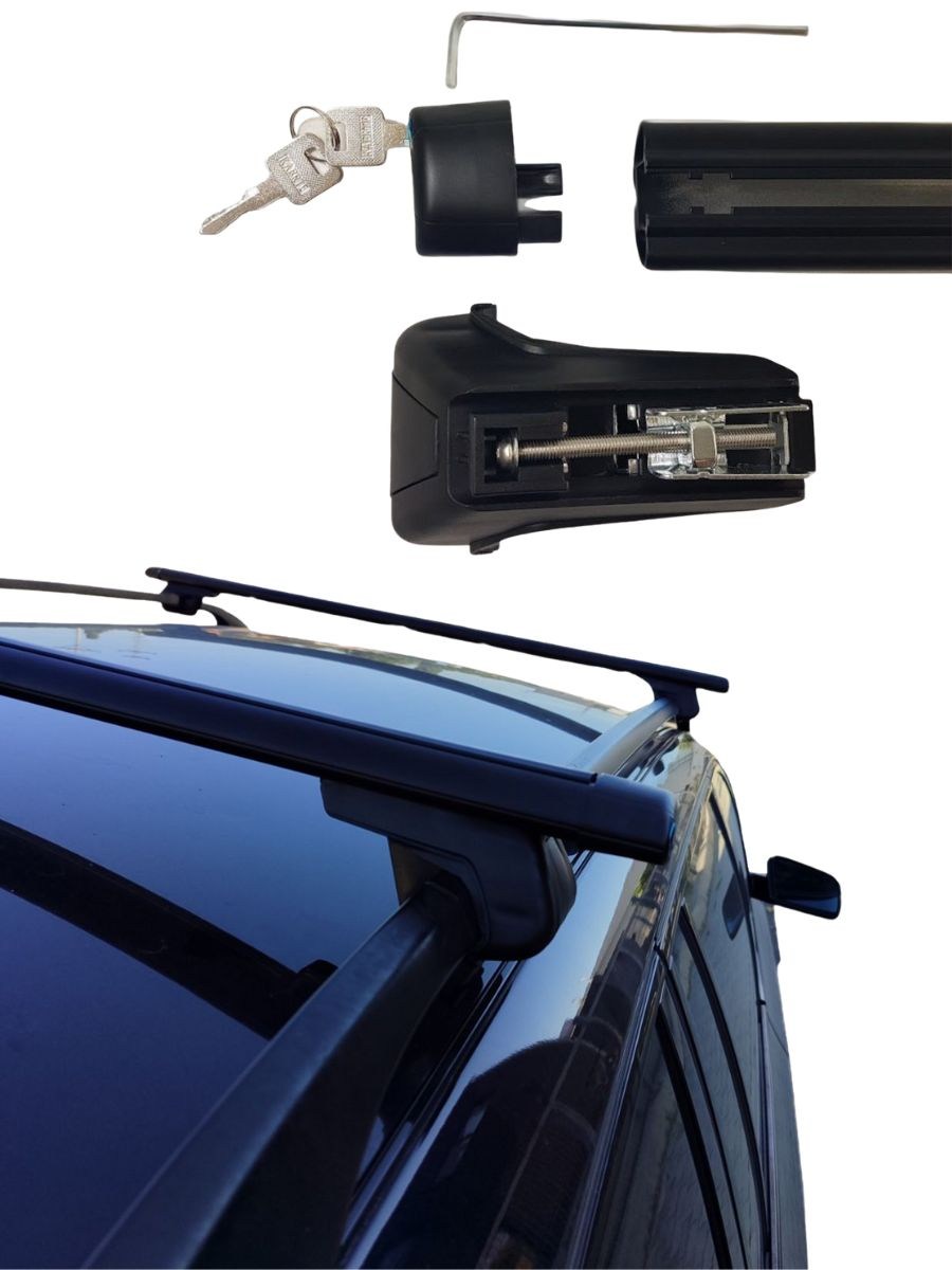 Греди напречни 120cm за багажник за кола - за стандартни надлъжни релси с отвор с ключ - черни