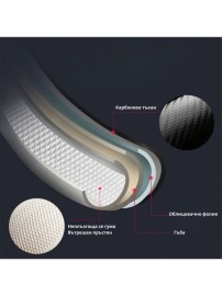 Калъф за волан D-shape 37-38 см – еко кожа и набук, черен карбон