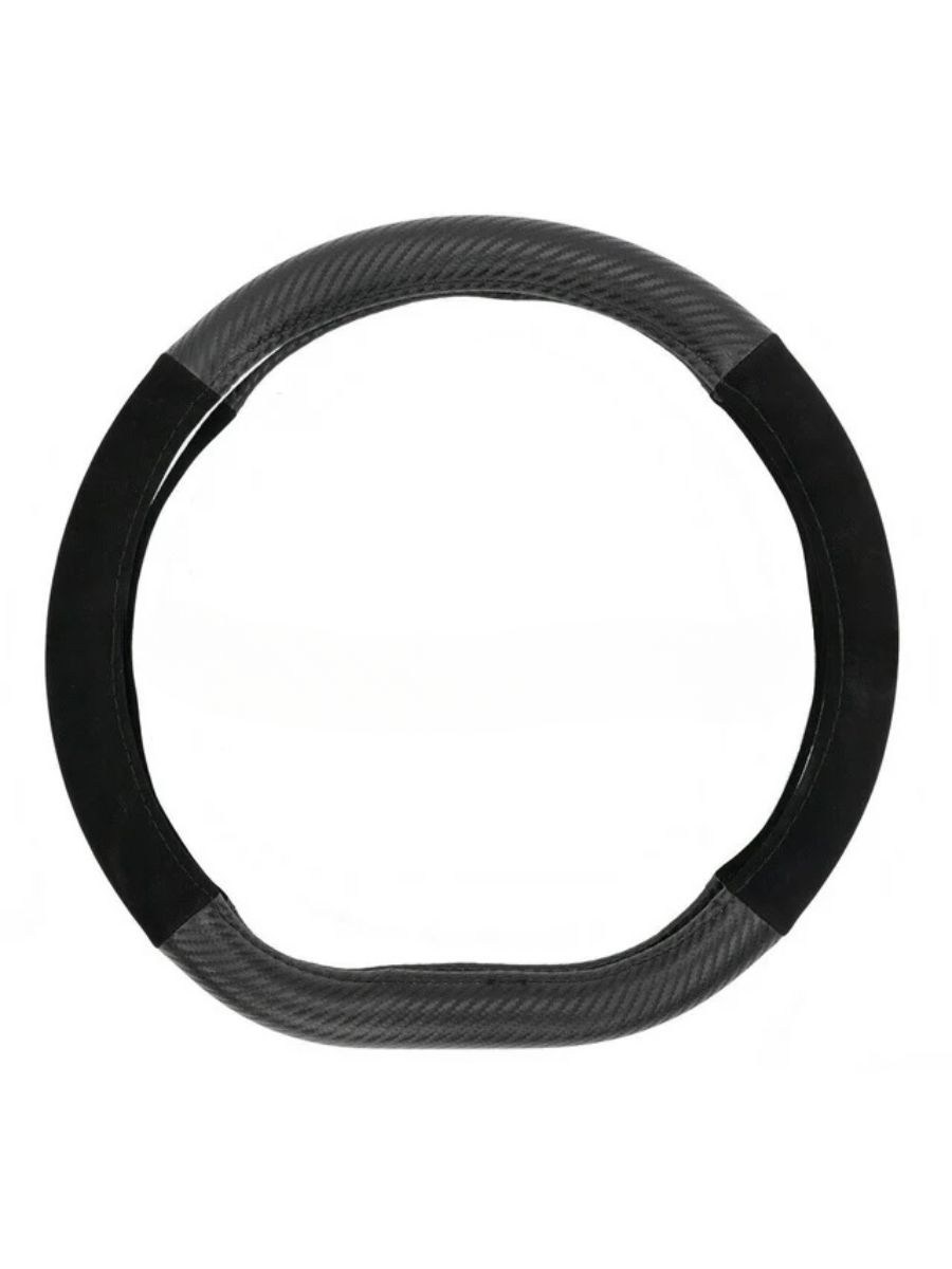 Калъф за волан D-shape 37-38 см – еко кожа и набук, черен карбон