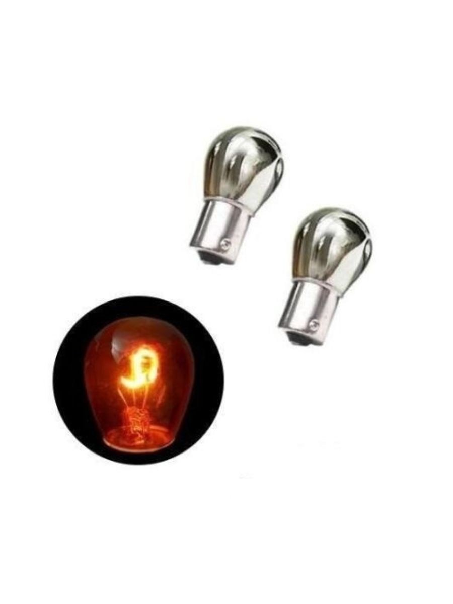 Крушки за мигач - хромирани с оранжева светлина 12V 581 BA15S PY21W 