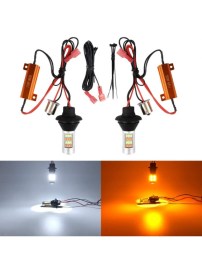 LED диодни DRL дневни светлини с вграден мигач 12V 8W S25/1156/BA15S/P21W