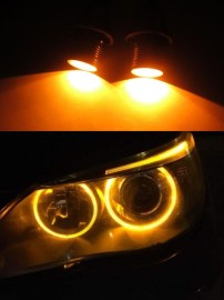 LED крушки Angel Eyes за BMW 12V-24V – жълти с Canbus без грешки