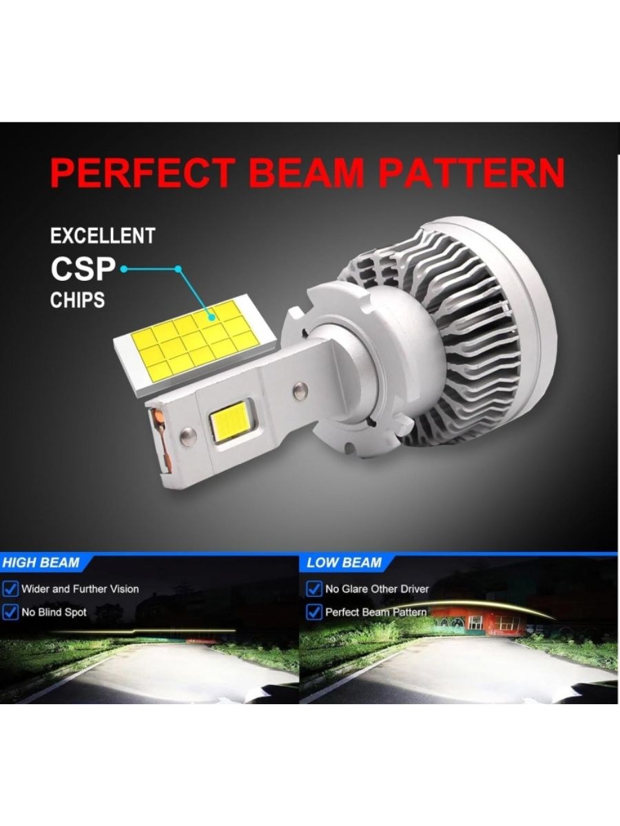 LED крушки D2S – Комплект 2 броя Canbus за фабричен Xenon 12-24V 50000lm 6000