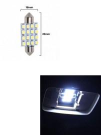 LED крушки за плафон 16 SMD 5050 36мм 12V бяла светлина в блистер