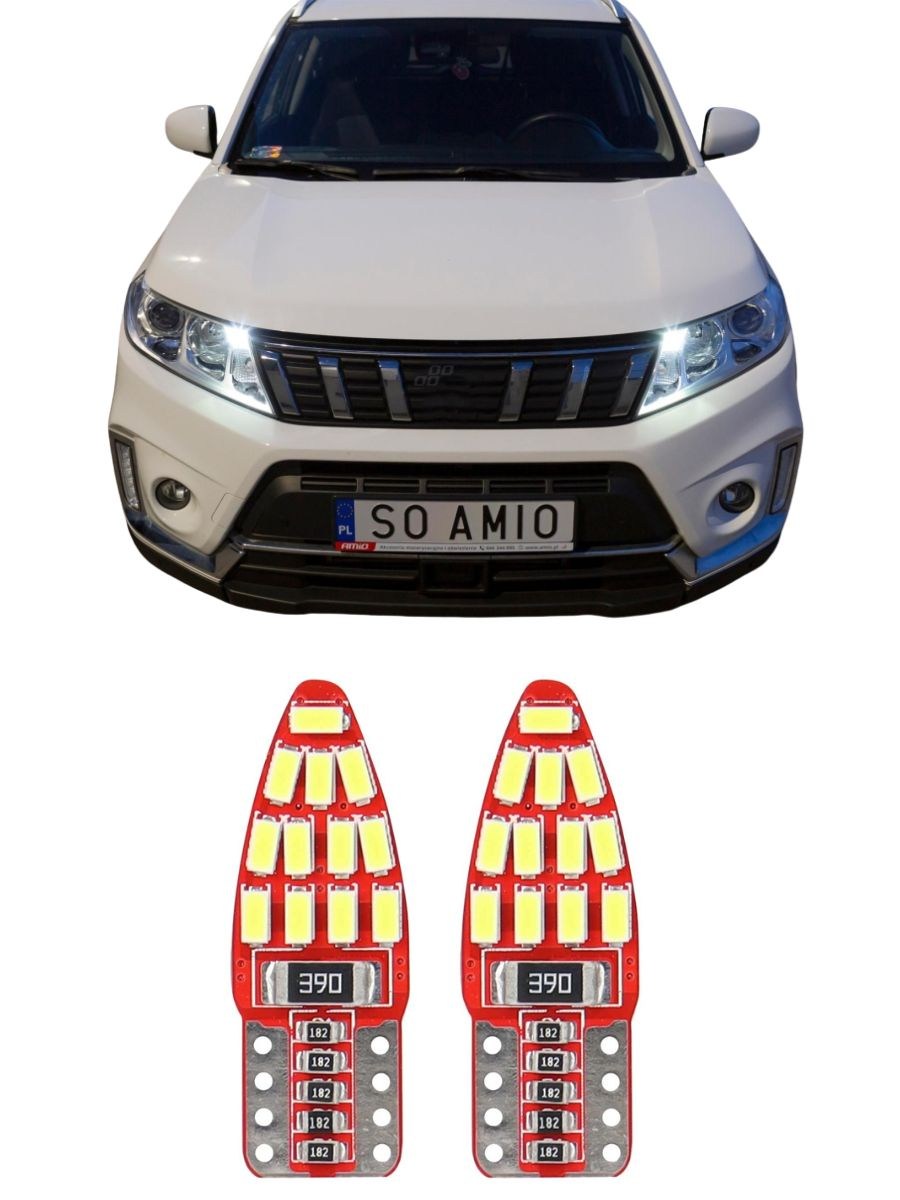 LED Лед Диодни Крушки За Габарит Т10 W5W Canbus 3014 24SMD 12V Бяла Светлина