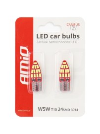 LED Лед Диодни Крушки За Габарит Т10 W5W Canbus 3014 24SMD 12V Бяла Светлина