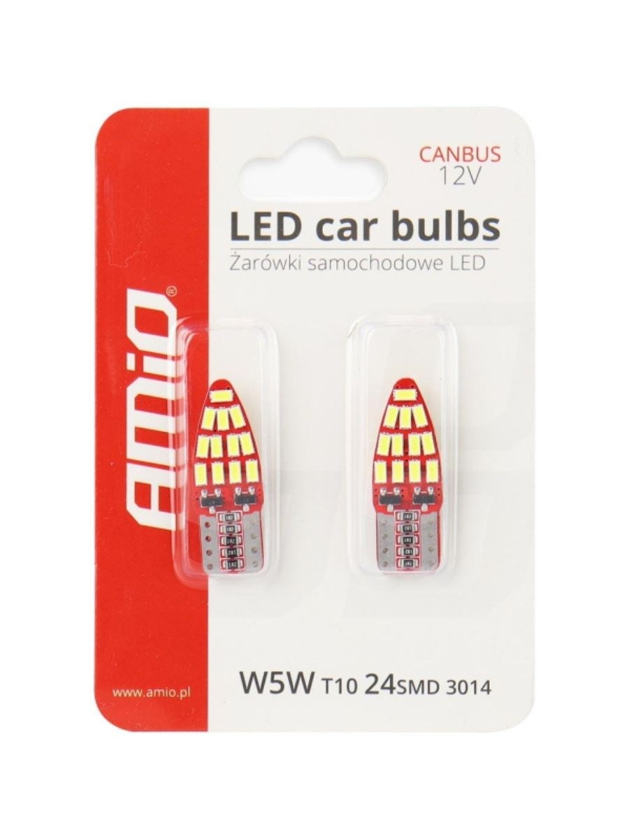 LED Лед Диодни Крушки За Габарит Т10 W5W Canbus 3014 24SMD 12V Бяла Светлина
