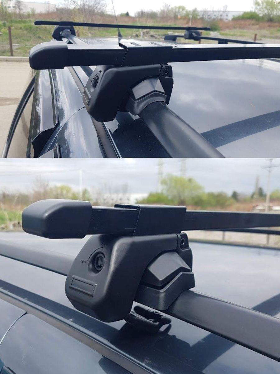 Напречни греди за багажник - за фабрични надлъжни релси с отвор - 120cm с ключ - метални