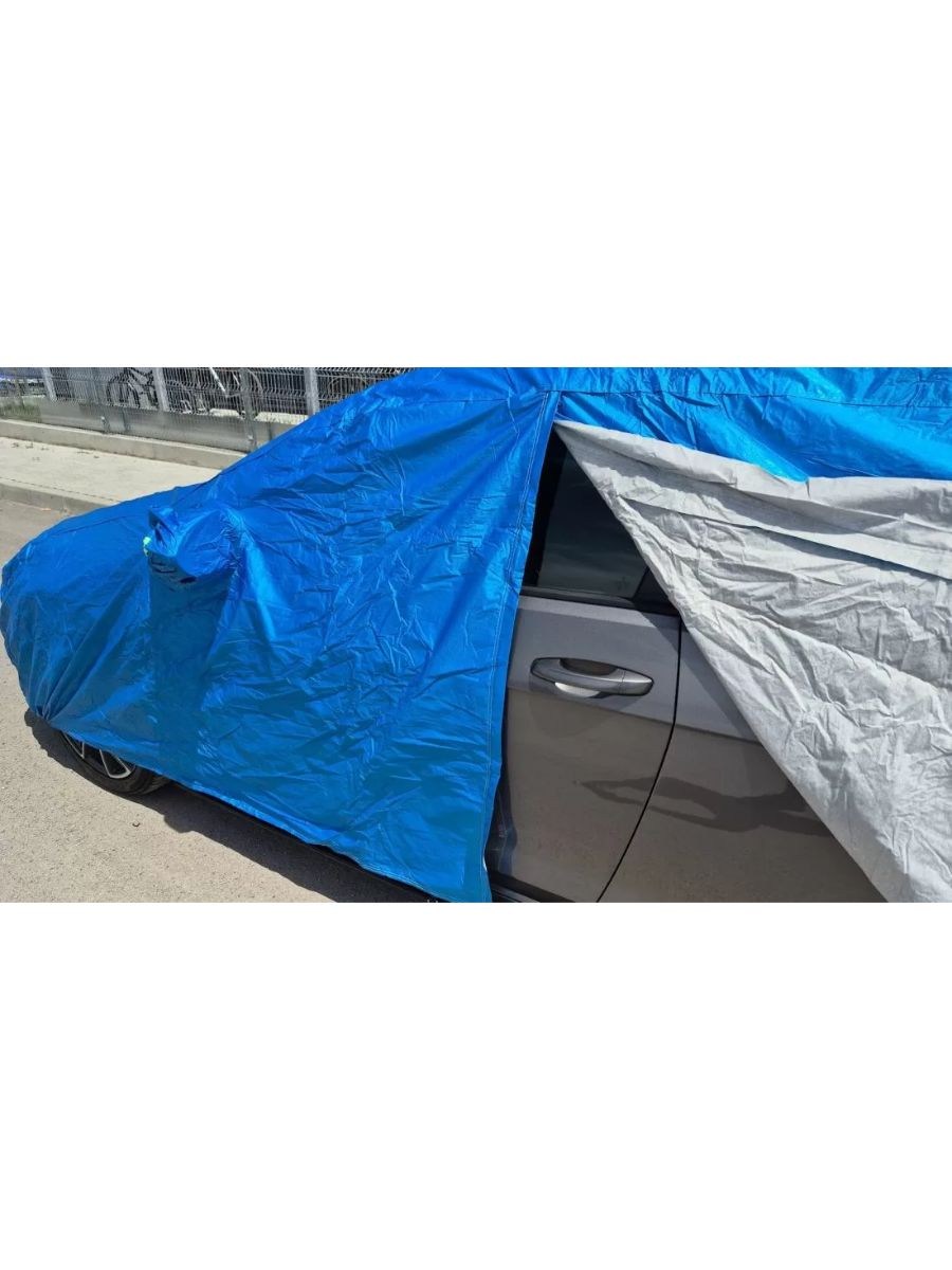 Покривало за кола ватирано отвътре, с цип за шофьорската врата и джобове за огледала 406x165x119cm - размер M 