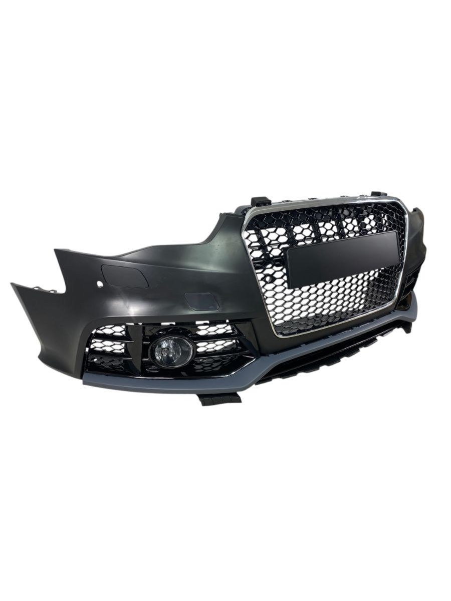 Предна броня за Audi A5 (2011-2015) с халогени - RS5 Design с хром лайсна и отвори за парктроник 