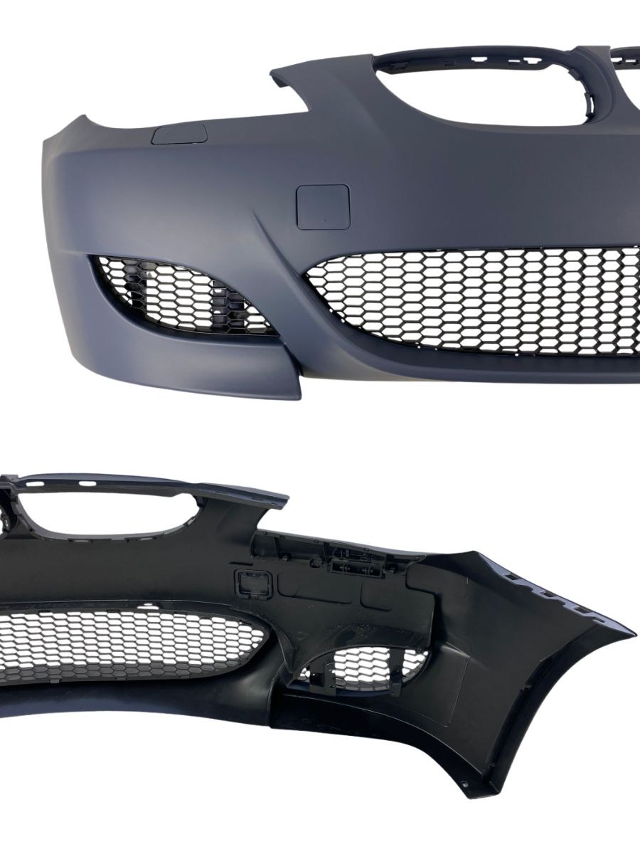 Предна броня за BMW E60/E61 sedan/combi - M5 дизайн с решетки без отвори за халогени, грундирана 