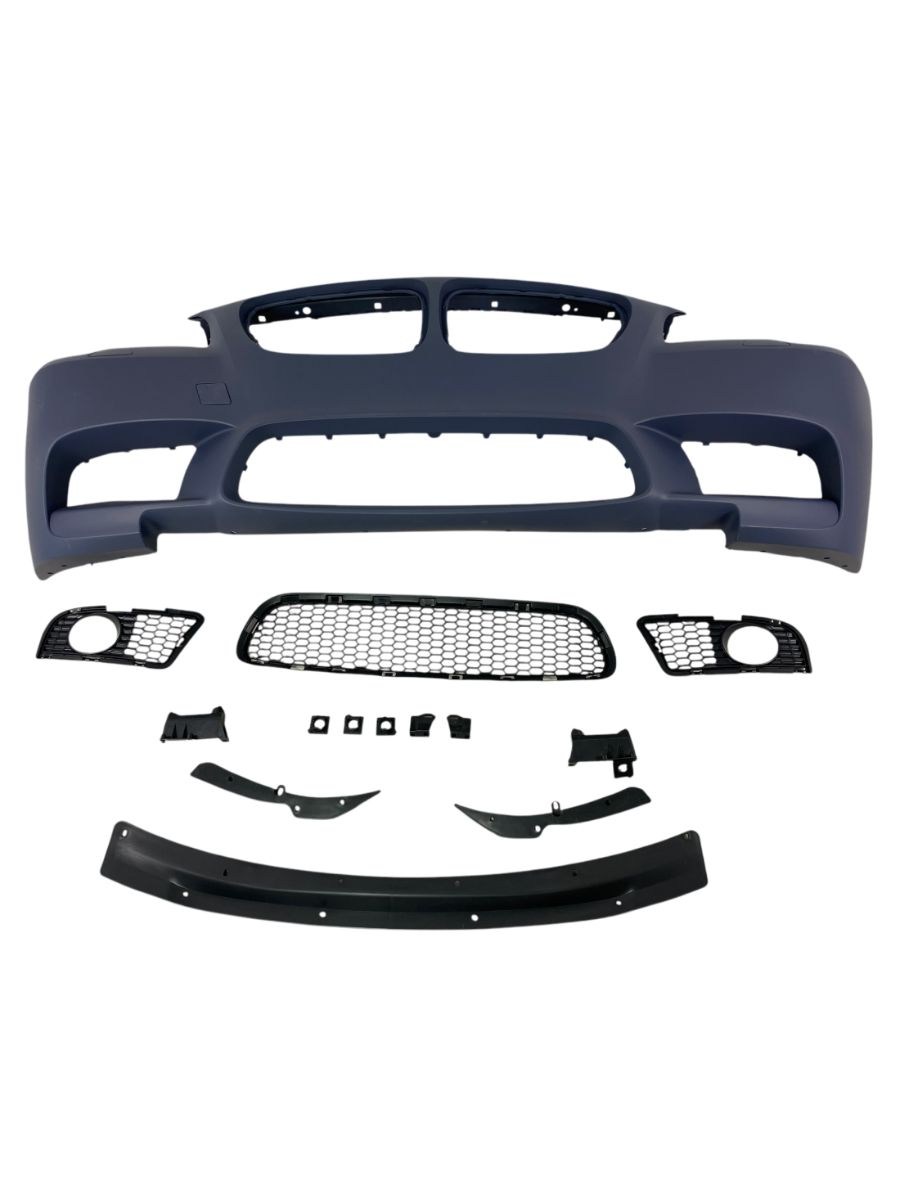 Предна броня за BMW F10 / F11 (2010-2014) - M5 дизайн с отвори за парктроник и отвори за халогени 