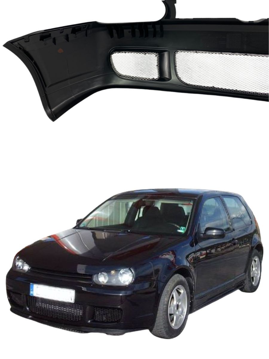 Предна броня за VW Golf 4 – R32 дизайн с метални решетки JOM