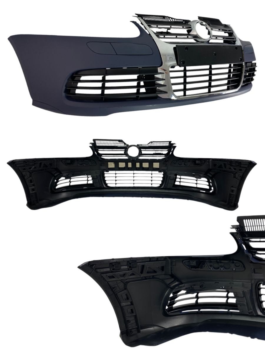 Предна броня за VW Golf 5 – R32 дизайн с решетки (без халогени, хром)