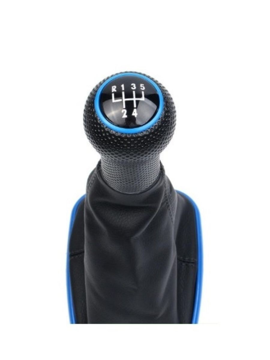 Топка за скоростен лост с маншон и синя рамка за VW Golf 4/Bora 5ск