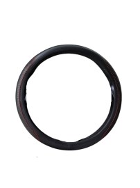 Универсален кожен калъф за волан - Черен с червени шевове 37-38 см