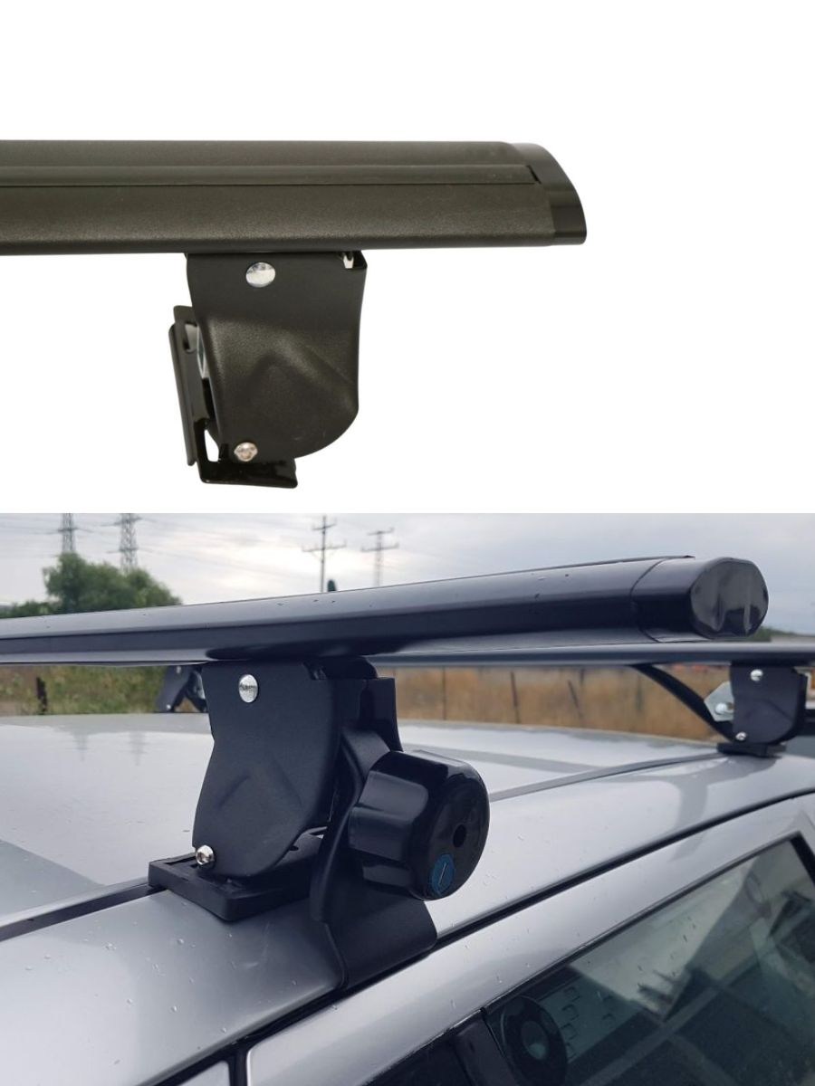 Универсални алуминиеви напречни греди 135см за таван на кола без рейки с ключ - черен мат