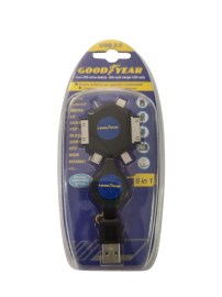Универсално USB зарядно с 6 Адаптера за таблети и смартфони Goodyear